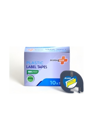 Ecotagplus Dymo Letratag Muadili Plastik Serit Etiket Sarı 10 Lu Pak