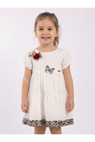 Xo Kids Kız Çocuk Elbise 4-8 Yaş 9213 Beyaz