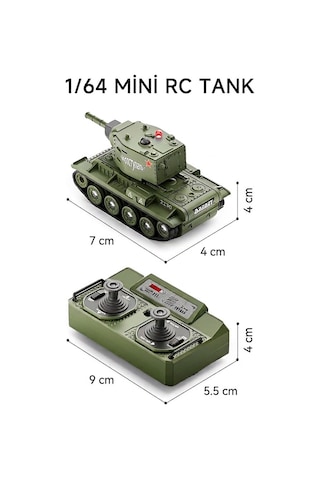 Toysturka Şarjlı Uzaktan Kumandalı Mini Tank 2.4 Ghz - Kızılötesi Savaş Modu & Sesli Type-c Şarjlı 7 Cm Oyuncak Tank Çok Renkli