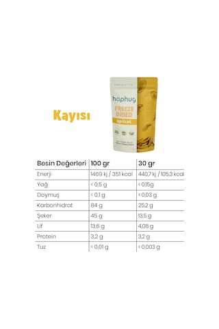 10'lu Paket Freeze Dried Kayısı - Dondurularak Kurutulmuş Kayısı 30g X 10 1 Adet