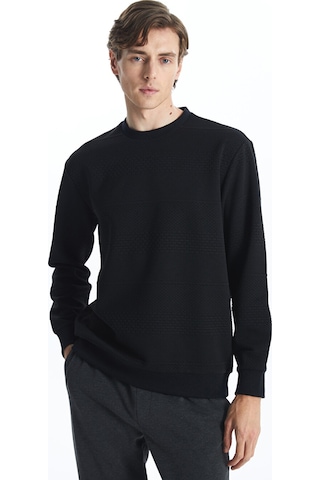 Lcw Vision Siyah Bisiklet Yaka Uzun Kollu Erkek Sweatshirt