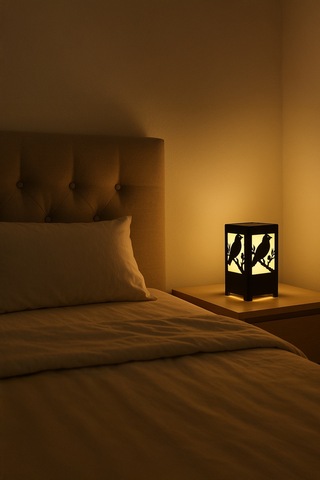 Kuş Figürlü Kablolu Metal Gece Lambası Doğa Temalı Dekoratif Led Masa Lambası Kuş