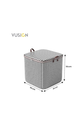 Vusıgn Fermuarlı Kapitone Çanta 140l 56 45 56 Cm Kaz Ayağı Desenli Çok Amaçlı Saklama Çantası Kazayağı