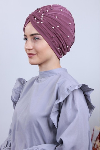Melodi Scarf Kadın Tesettür İncili Taşlı Vera Dış Bone Lila Lila