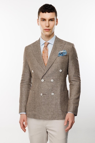 Erkek Kahve Slım Fıt / Dar Kalıp Geniş Kırlangıç Ceket-10303 Kahve