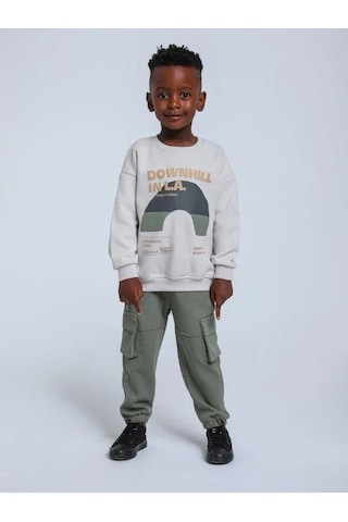 Jack Lions Erkek Bebek Downhill Yazılı Sweatshirt-14342 Gri