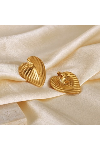 Sones Opk Ge938 1 Çift Basit Paslanmaz Çelik Kalp Fırfırlı Küpe Çok Renkli