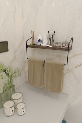 Banyo Mutfak Havluluk Dekoratif Metal Havluluk Düzenleyici El Havlusu Havlu Askısı Duvar Rafı Koyu Kahve
