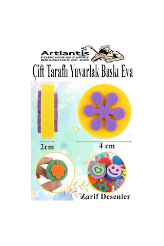 Eva Sünger Baskı Seti 10 Lu Çift Yönlü Yuvarlak 1 Paket 20 Çeşit Baskı Eva Şekilli Sünger Boya Damga Okul Öncesi Kreş