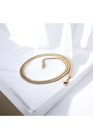 Erkek İtalyan Çelik Kolye 1,5mm X 3mm 9193 Altın