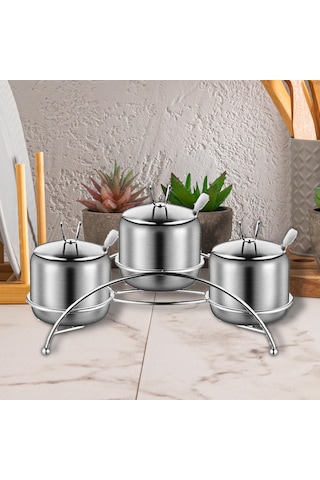 Dolıty Baharat Kapları Seti Restoran İçin Pratik 27cmx14,5cm Gümüş