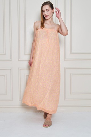 Kadın Straplez Astarlı Şifon Midi Yazlık Elbise 3753374 Pembe