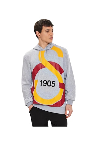 Galatasaray Büyük Logolu Gri Sweatshirt Bayrak Hediyeli Gri