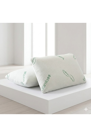 Heyner 2 Adet 1200 Gram Bamboo Yastık 50x70 Visco Bambu Yastık 2'li Paket Ortopedik Yastık Yeşil