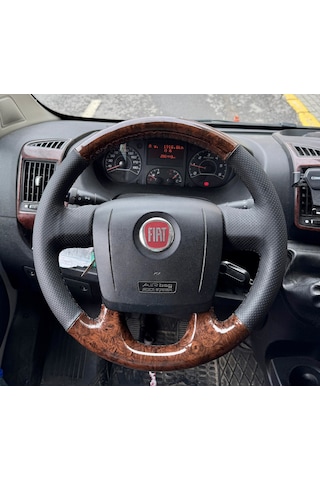 Fiat Ducota Araca Özgü Dikmeli Direksiyon Kılıfı Nokta Ahşap Siya Siyah