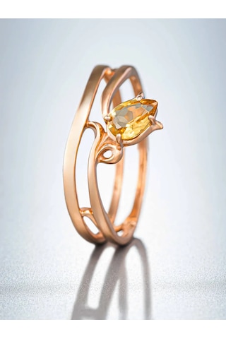 Uvelirnye Tradicii Doğal Sitrin Taşlı 925 Ayar Gümüş Yüzük 403021386 Gri