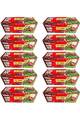 İlka Şeffaf Mutfak Rulo Streç Film Folyo - 30 Cm. X 500 Metre - Gıdaya Uygun - 10 Paket