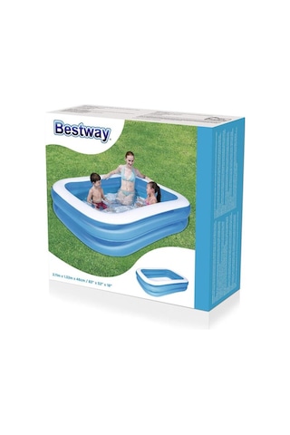 Bestway 12819 Büyük Boy Dikdörtgen Şişme Aile Havuzu 211x132x46cm Çok Renkli