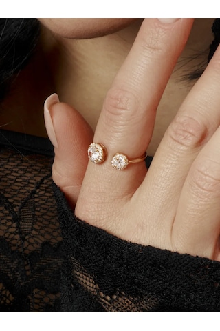 Zoloto Russkih 925 Ayar Gümüş, İnci Ve Ayarlanabilir İnci Detaylı Sıcak Yaldızlı Yüzük 40401406 Altın