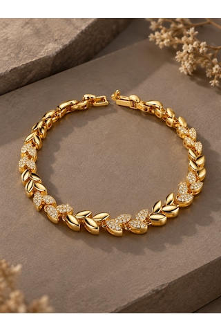 Gold Renk Pirinç Zirkon Taşlı Başak Model Kadın Bileklik Çok Renkli Gold Renk Pirinç Zirkon Taşlı Başak Model Kadın Bileklik Çok Renkli