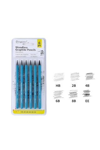Giorgione Graphite Kalem 6lı Set Dereceli Füzenler,ağaçsız Gövde İdeal Çizim Ve Gölgelendirme İçin