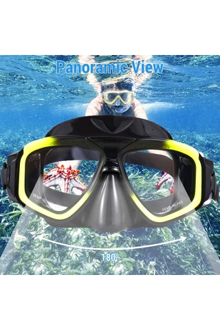 Neevoyu Yetişkinler İçin Tam Kurutucu Sörf Seti - Anti-bulutlu Camlı Maske Ve Silikon Kayışlı Tüp, Siyah Siyah