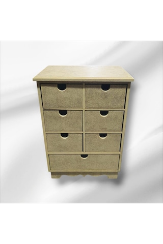 Ahşap Boyanabilir 7 Çekmeceli Çok Amaçlı Organizer Kutu