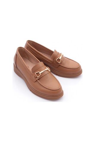 Dgn 3001-2 Kadin Aksesuarli Loafer Ayakkabi Taba Floater