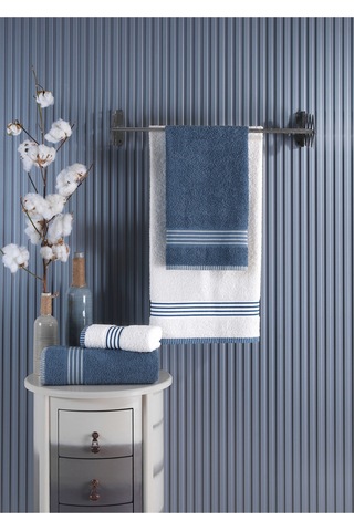 Banyo Havlu Takımı Oscar Mavi-krem 50x85cm 2ad. + 70x140cm 2ad. Mavi - Krem