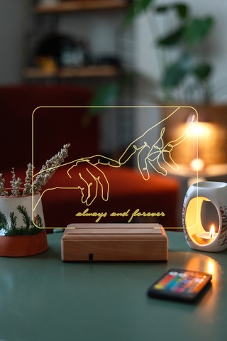 Sevgiliye Always And Forever 16 Renk Kumandalı 3d Gece Lambası Çok Renkli