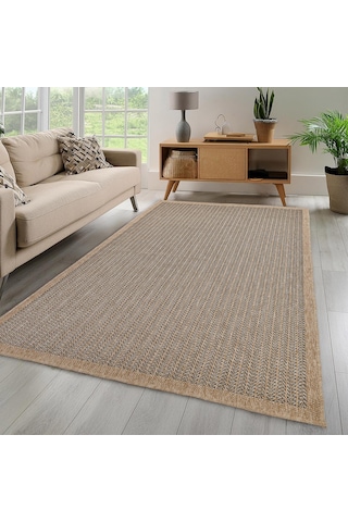 Avanos Modern Sisal Jüt Toz Vermez Balkon Bahçe Mutfak Dokuma Halı Kilim Siyah