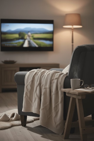 Yumuşak Örgü Battaniye Elmas 130x170 Cm Vizon Tek Kişilik Tv Battaniyesi Dekoratif Ve Hafif Vizon
