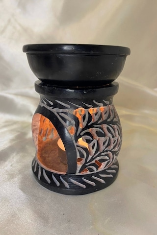 Buhardanlık Obsidye Taşı El İşi Feng Shui Çiçek Sembolü Buhurdanlık