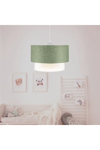 Pasta Tekli Sarkıt Haki Kumaş Salon Yatak Odası Genç Odası Avize Yeşil