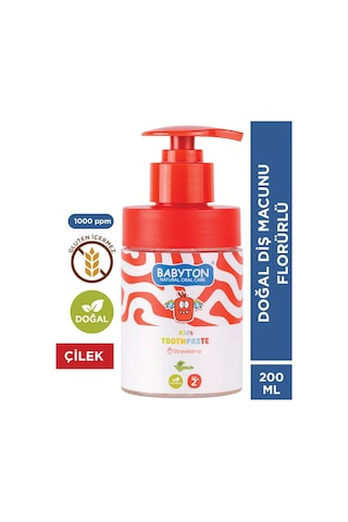 Doğal Çilekli 2 Yaş Ve Üzeri Florürlü Diş Macunu Pompalı 200 Ml Temel Bakım
