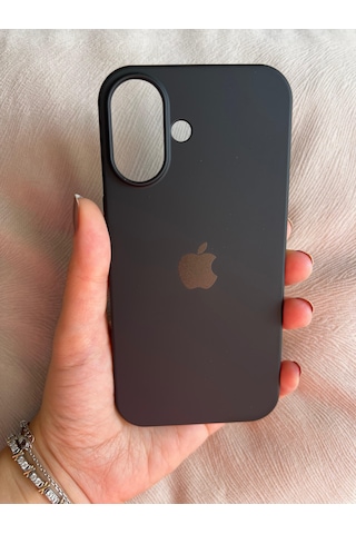 Apple Uyumlu iPhone 16 Logolu İçi Kadife Silikon Lansman Kılıf