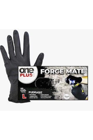 One Plus Force Mate Tırtıklı Nitril Pudrasız Eldiven Siyah 50 Adet One Plus Force Mate Tırtıklı Nitril Pudrasız Eldiven Siyah 50 Adet