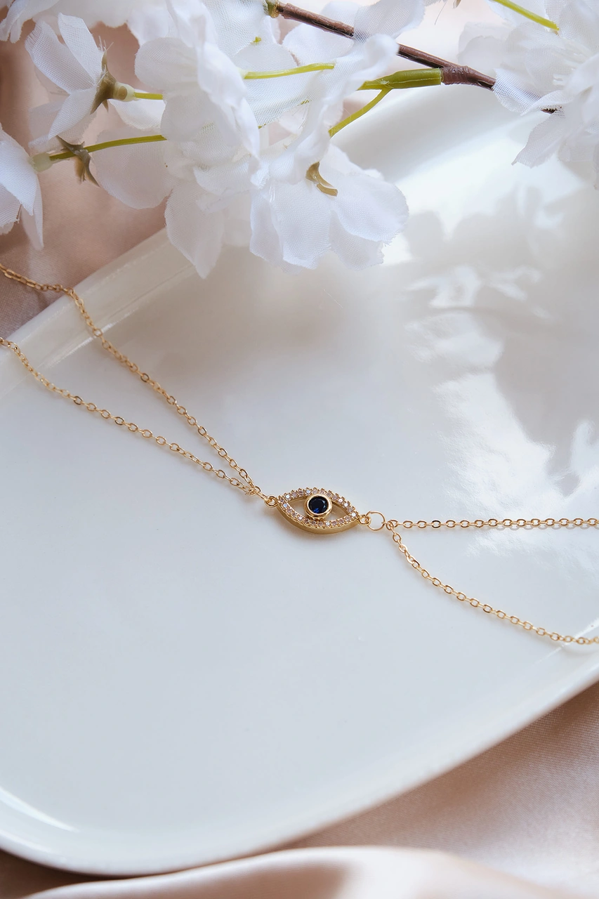 Gold Fatmanın Gözü Lapis Taşlı Şahmeran Gold