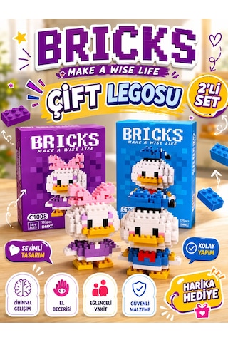 Bricks Koleksiyonluk Figür - Sevgiliye Hediye Donald Duck Ve Daisy Duck