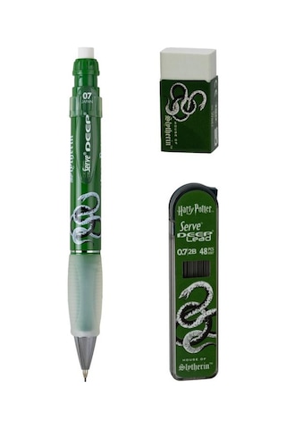 Serve Deep Üçlü Set 0.7 Mm Harry Potter Koleksiyonu Mekanik Versatil Kalem, 2b Min 48 Li & Pvc Siz Silgi Seti - Koyu Yeşil Çok Renkli