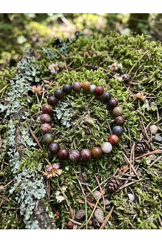 8 Mm Picasso Jasper Doğaltaş Bileklik Unisex Kahverengi