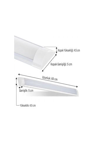 60 Cm 20 Watt Yatay Led Bant Armatür-trafolu Beyaz Işık-8 Adettir Beyaz