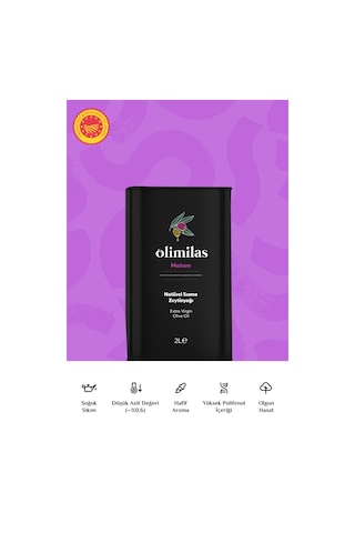 Olimilas Natürel Sızma Soğuk Sıkım Zeytinyağı 2 L 0,6 Asit Yeni Hasat Milas Yöresi