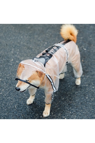 Köpek Yağmurluk Dört Ayak Su Geçirmez Şeffaf Yansıtıcı Panço, Boyut: Xl Mat Beyaz