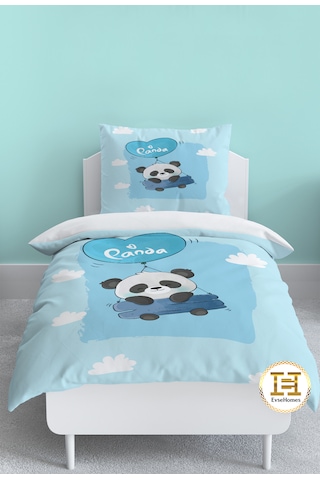 Uçan Panda Mavi Nevresim Takımı