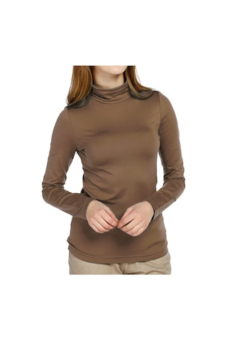 Bulalgiy Kadın Camel Balıkçı Yaka Tişört - Bga095868-camel Camel