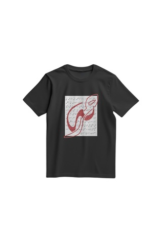 Unisex Kısa Kollu Hat Sanatı Ve Tarihi Kolaj Baskılı Tişört S - 2xl T300031 Siyah