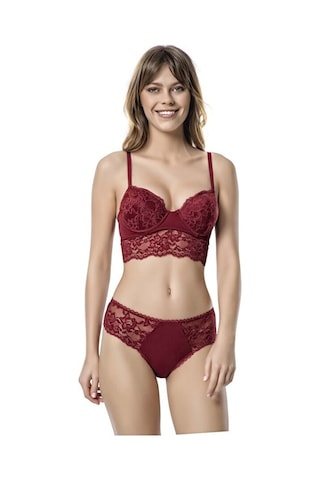 Godewo Burgundy Dolgulu Büstiyer Takım Bordo