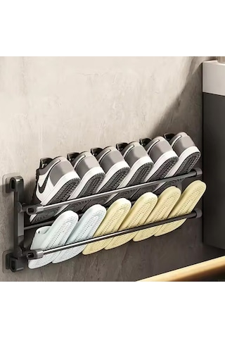 Sunup Sn-30748 Siyah Duvara Monte 65 Cm Çok Amaçlı Pratik Terlik Ayakkabı Ve Havlu Düzenleyici Diğer