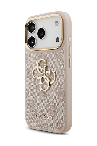 Apple Uyumlu iPhone 17 Pro Kılıf Guess Lisanslı 4g Büyük Metal Logolu Kalın Askılı Kapak Pembe Pembe